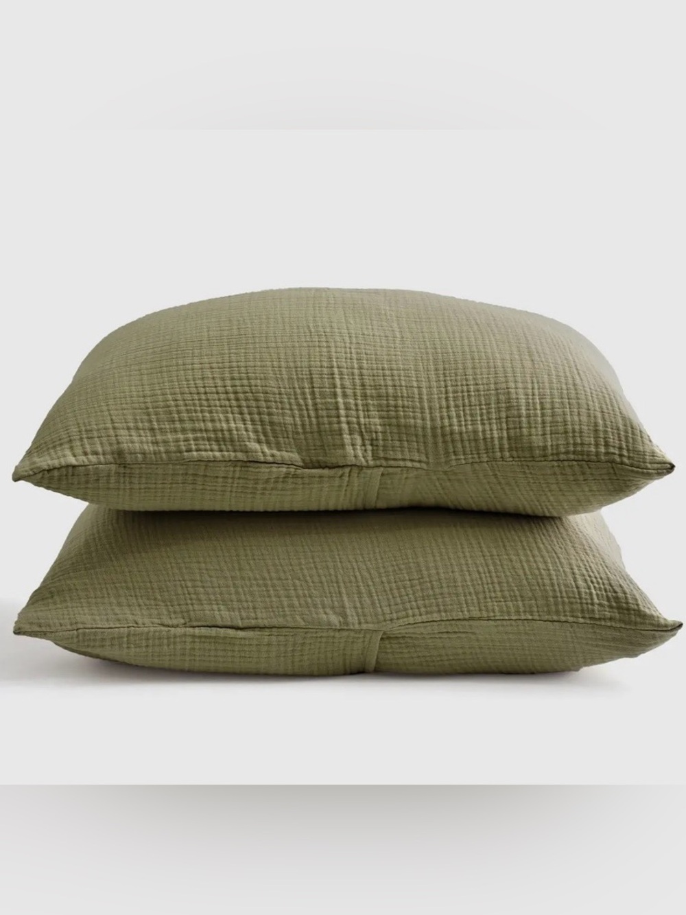 NWOT Quince Organic Cotton Gauze Sham Set, King (Olive)